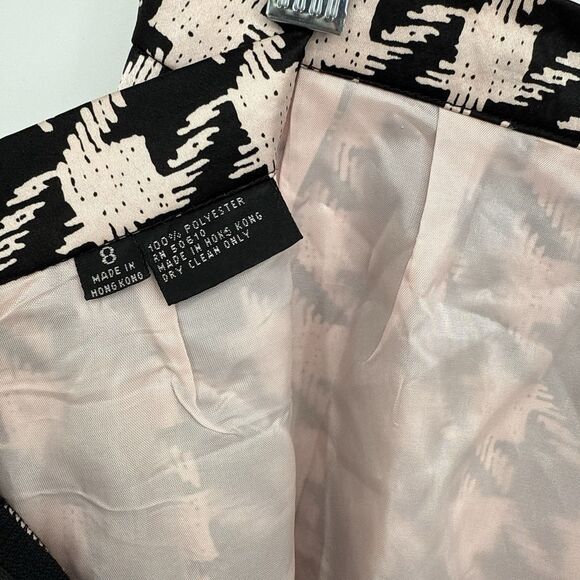 Unbranded Vintage Pink & Black Houndstooth Pleated Midi Skirt Size 8 - Picture 7 of 7